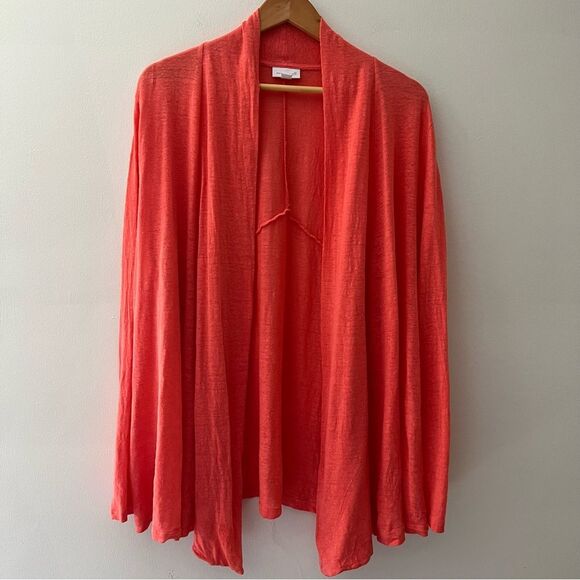 J. Jill Love Linen Open Cardigan Womens Coral Open Front Layering Topper XL - Picture 2 of 6